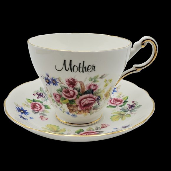 Heritage Regency English Teacup Coffee Cup Saucer Mother Floral Bone China - Picture 1 of 12